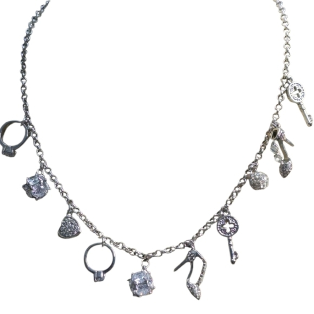 Traci Lynn Silver Charm Key Ring Heels Necklace‎
